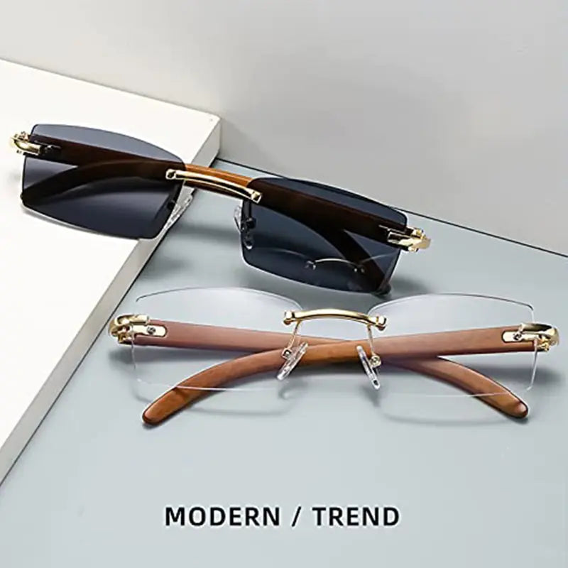 Style Luxe Rimless Rectangular Rectangle Fashion Rimless Sunglasses – Hobo Babe