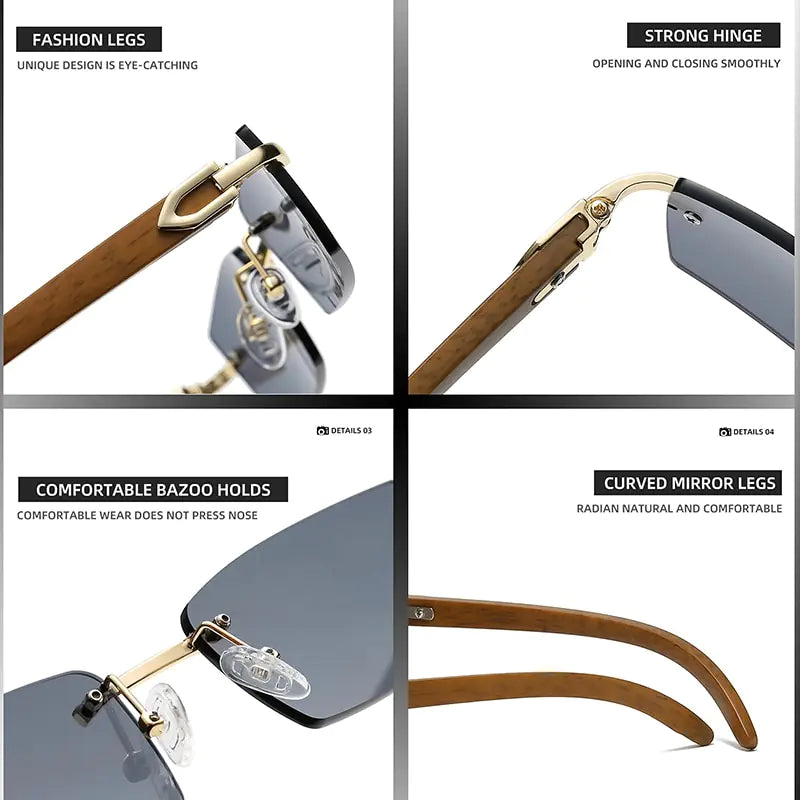 Style Luxe Rimless Rectangular Rectangle Fashion Rimless Sunglasses – Hobo Babe